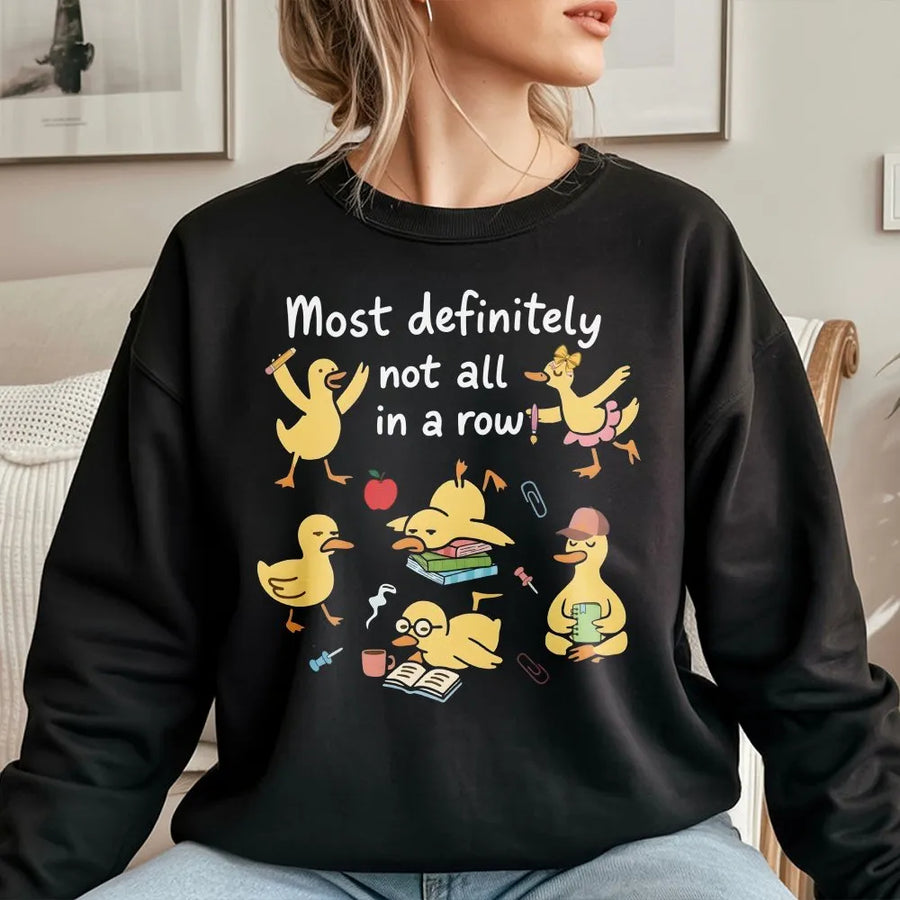 Teacher Sweatshirt | Funny Duck School Chaos Design | Premium Cotton Blend Crewneck | Cute Educator Appreciation Gift for Teachers