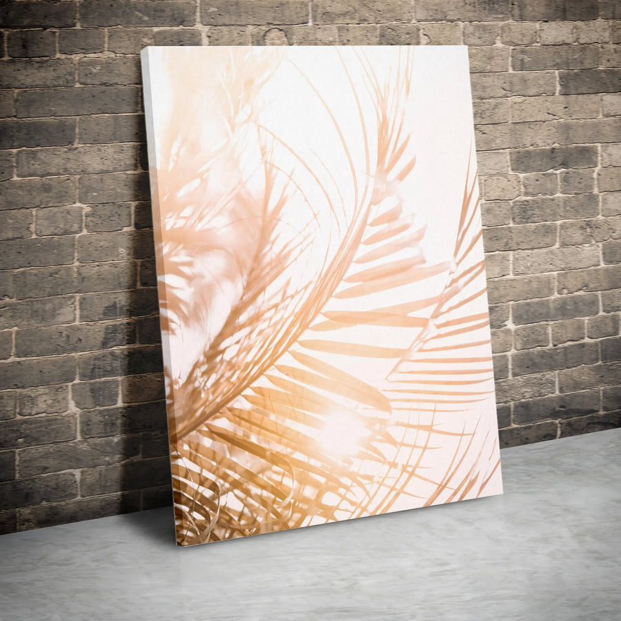 Bohemian Palm Leaf Wall Art | Minimalist Tropical Shadow Print | Premium Gallery Wrapped Canvas | Modern Japandi Living Room Decor