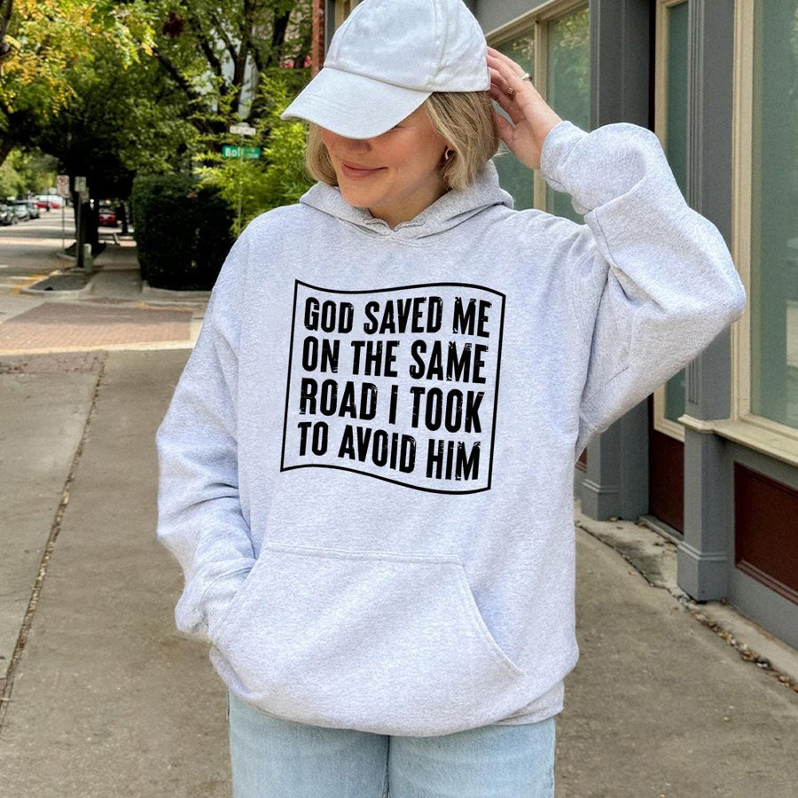 God Saved Me Hoodie | Christian Faith Graphic Pullover | Soft Cotton-Poly Blend | Inspirational Religious Gift for Men and Women