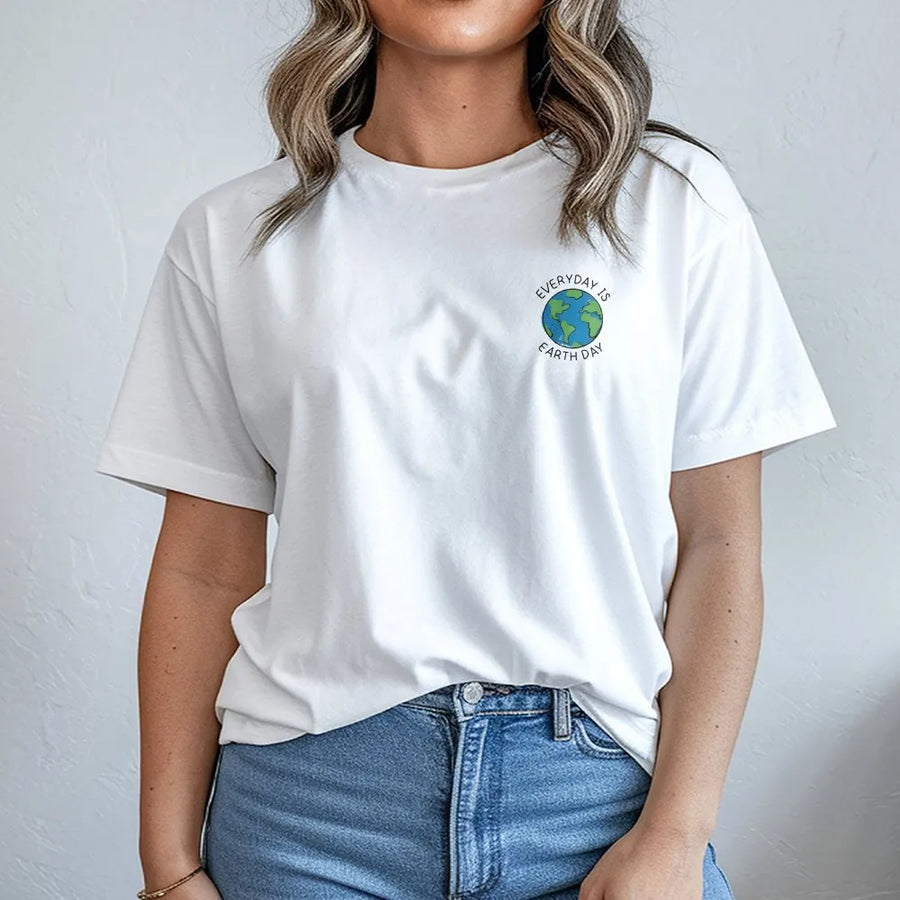 Everyday Is Earth Day T-Shirt | Minimalist Planet Earth Graphic | Soft Cotton Blend | Unisex Environmentalist Gift