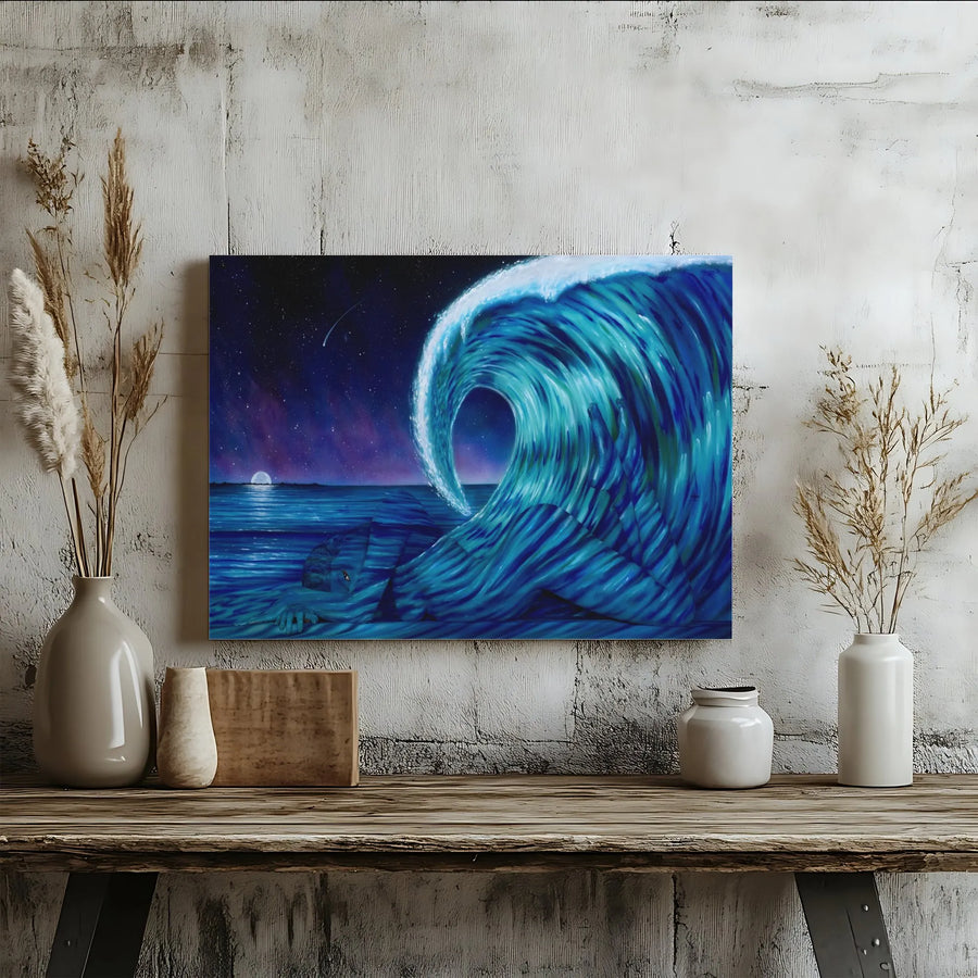 Surreal Ocean Wave Canvas Art | Woman as Seascape Painting | Premium Gallery Wrapped 1.25" Canvas | Collector's Gift for Modern Home Decor