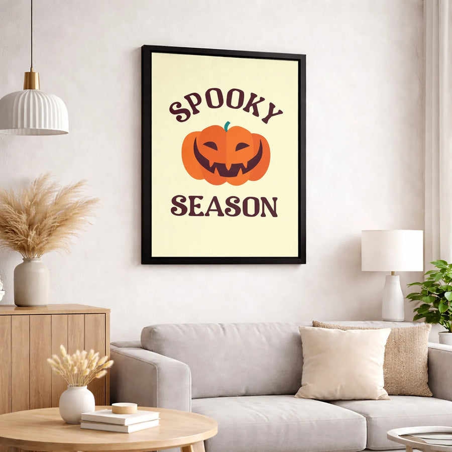 Spooky Season Wall Art | Jack-O'-Lantern Pumpkin Canvas Print | Premium Gallery Wrapped Decor | Modern Halloween Home Gift