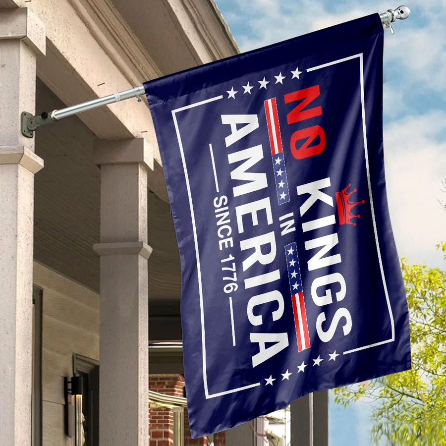 No Kings In America House Flag | 1776 Patriotic Decorative Banner | Premium Weather-Resistant Polyester | Home Decor Gift