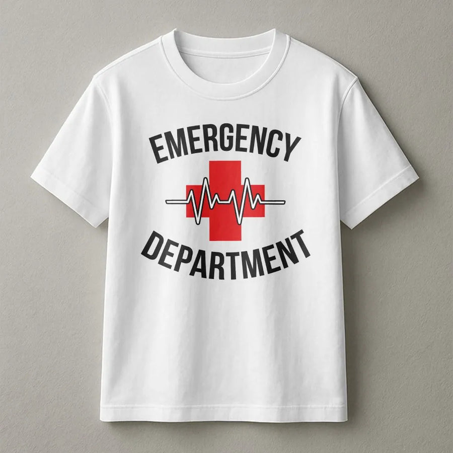 Emergency Department T-Shirt | Medical Cross EKG Graphic Sweatshirt | Premium Cotton-Blend Pullover | Gift for ER Nurse, ED Tech, Med Student
