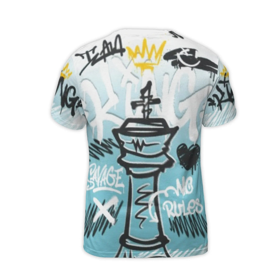 Graffiti Chess King T-Shirt | Streetwear Urban Chess Piece Design | Premium Polyester Spandex | Gift for Chess Players & Urban Style Fans