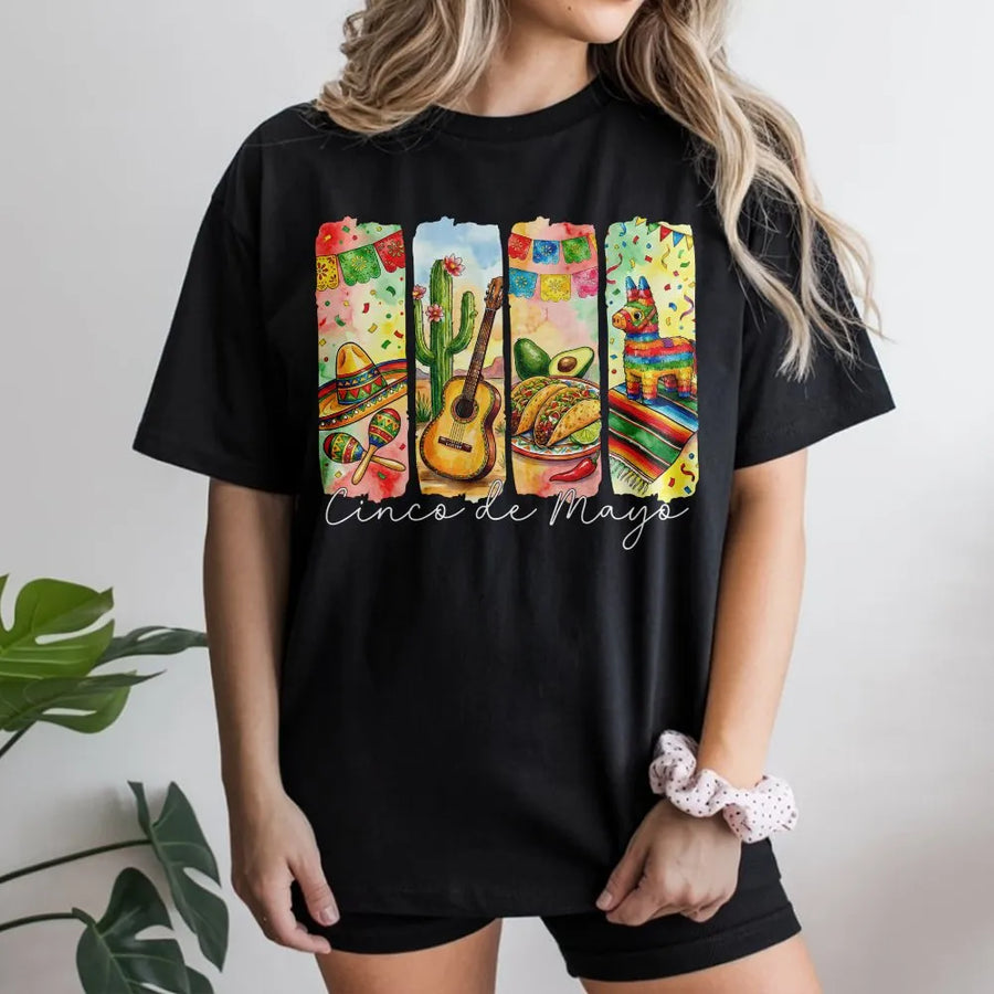 Cinco De Mayo T-Shirt | Watercolor Mexican Fiesta Graphic | Premium Soft Unisex Pullover | Party Gift for Men & Women