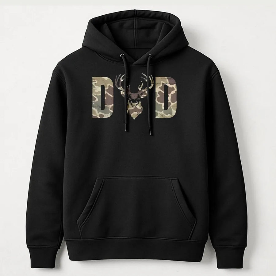 Deer Hunting Dad Hoodie | Camo Deer Antler Graphic | Premium Cotton Blend | Perfect Gift for Outdoorsmen and Father's Day 2026