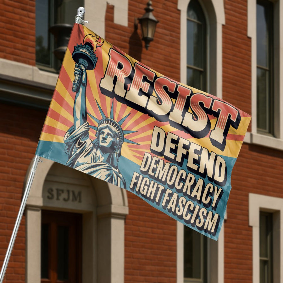 Resist Defend Democracy Flag | Statue Of Liberty Garden Banner | Premium Weather-Resistant Polyester | Activist Home Decor Gift