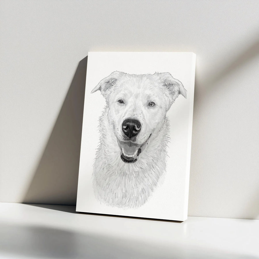 Dog Portrait Canvas Wall Art | Realistic Pencil Sketch Style | Gallery Quality 1.25" Thick Canvas | Unique Gift for Dog Lovers & Pet Owners