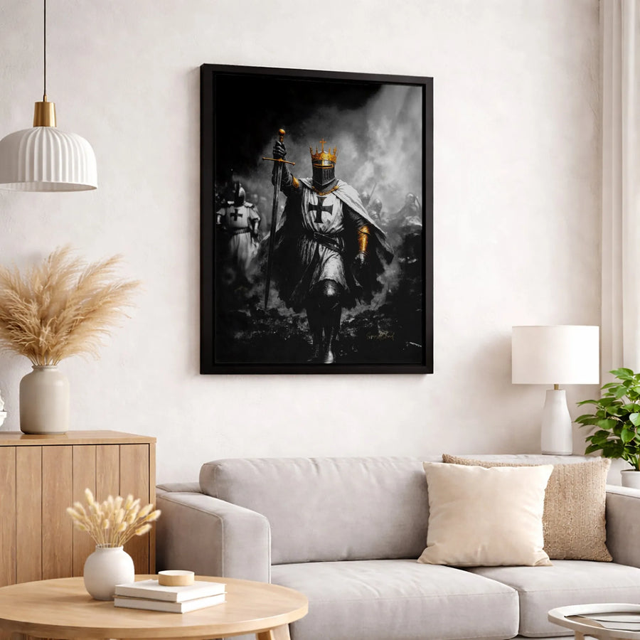 Crusader Knight King Canvas Art | Medieval Templar Warrior Wall Decor | Premium Fade-Resistant Gallery Wrap | Gothic History Gift for Home Office