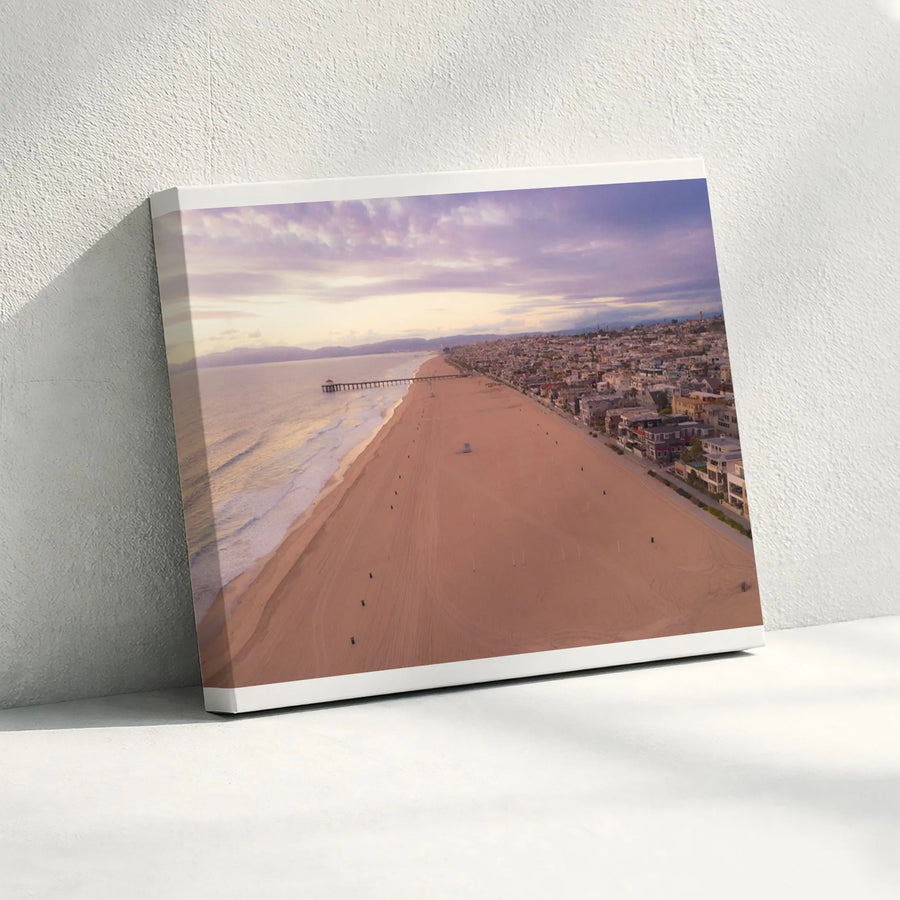 Coastal Beach Wall Art | Aerial Ocean View with Pier at Sunset | Premium Gallery-Quality Print | Living Room & Bedroom Home Decor Gift