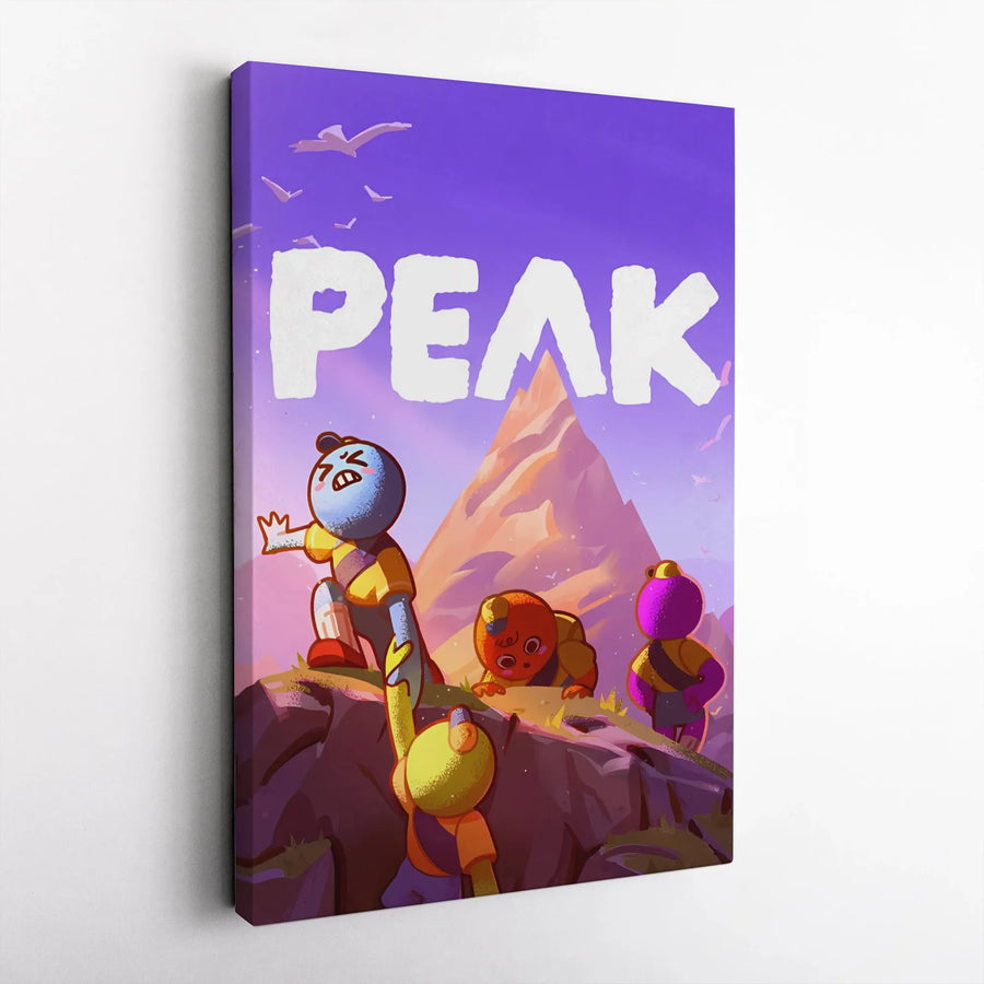 Peak Mountain Climbing Canvas | Whimsical Cartoon Character Wall Art | Premium 1.25-Inch Gallery Wrap | Inspiring Adventure Decor For Kids Room