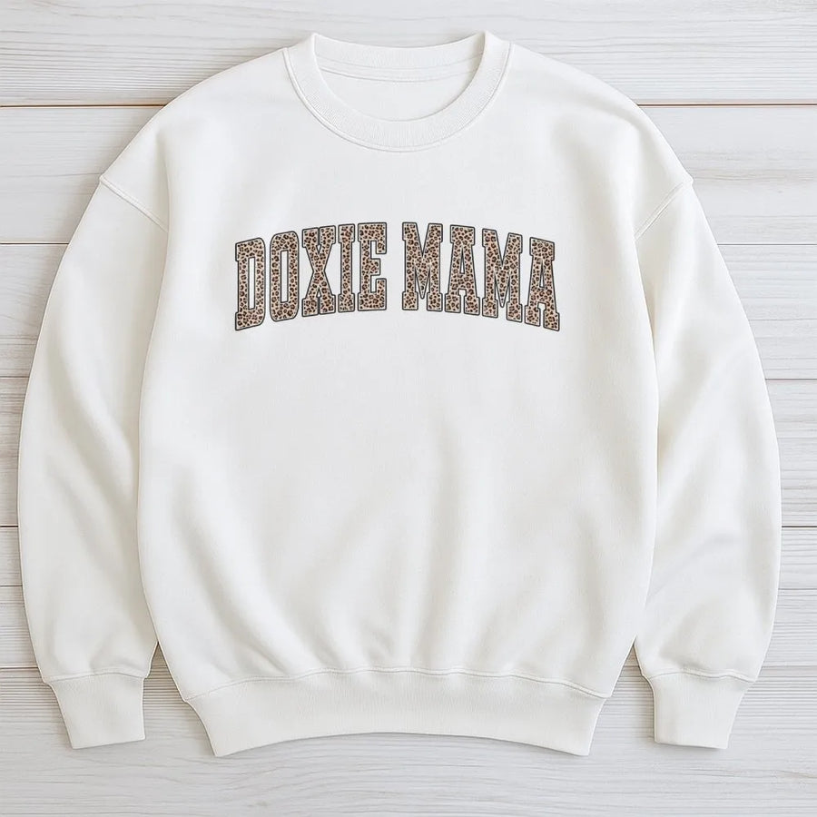 Doxie Mama Sweatshirt | Leopard Print Dachshund Design | Premium Cotton Blend | Cute Dog Mom Gift for Dachshund Lovers