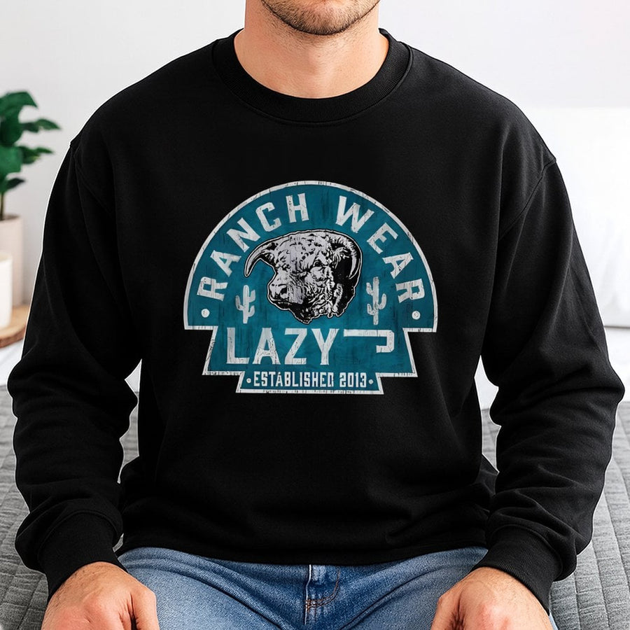 Western Ranch Wear Sweatshirt | Vintage Hereford Bull Graphic | Premium Cotton Blend Crewneck | Unisex Cowboy Gift for Ranchers and Country Fans