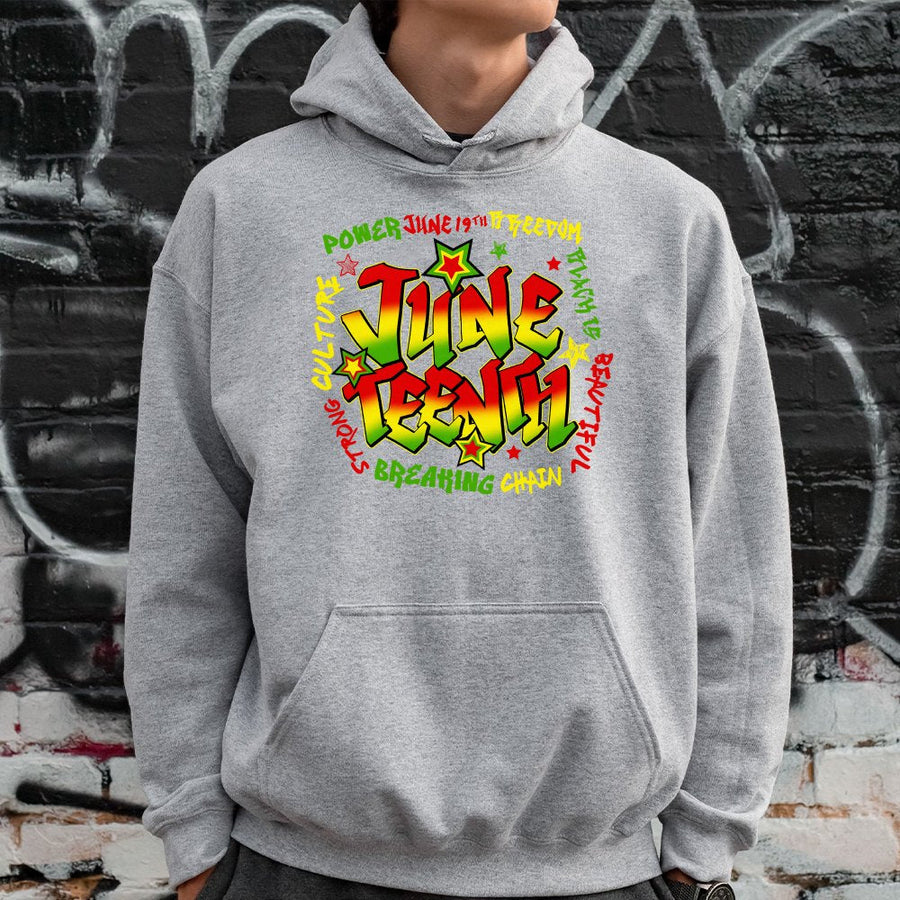 Juneteenth Graphic Hoodie | Pan-African Flag Colors Design | Premium Cotton-Blend Sweatshirt | Black History Emancipation Day Gift for Adults