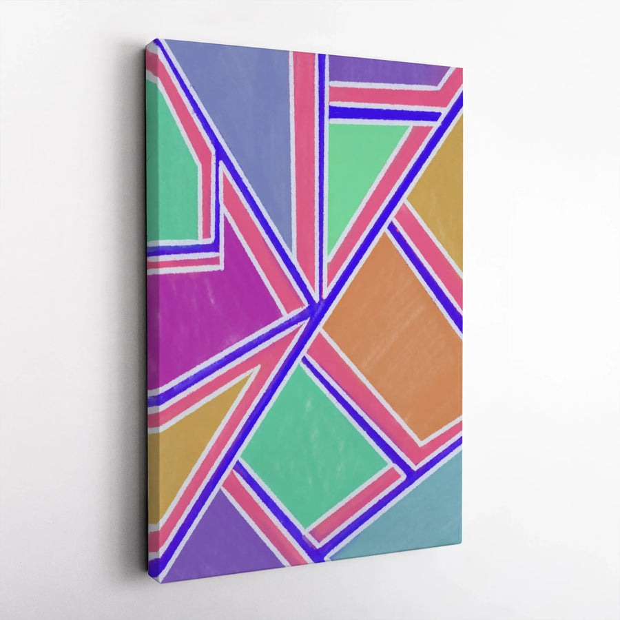 Geometric Abstract Wall Art | Colorful Modern Shapes Canvas Print | Premium Gallery-Wrapped Decor | Vibrant Statement Piece for Home Office