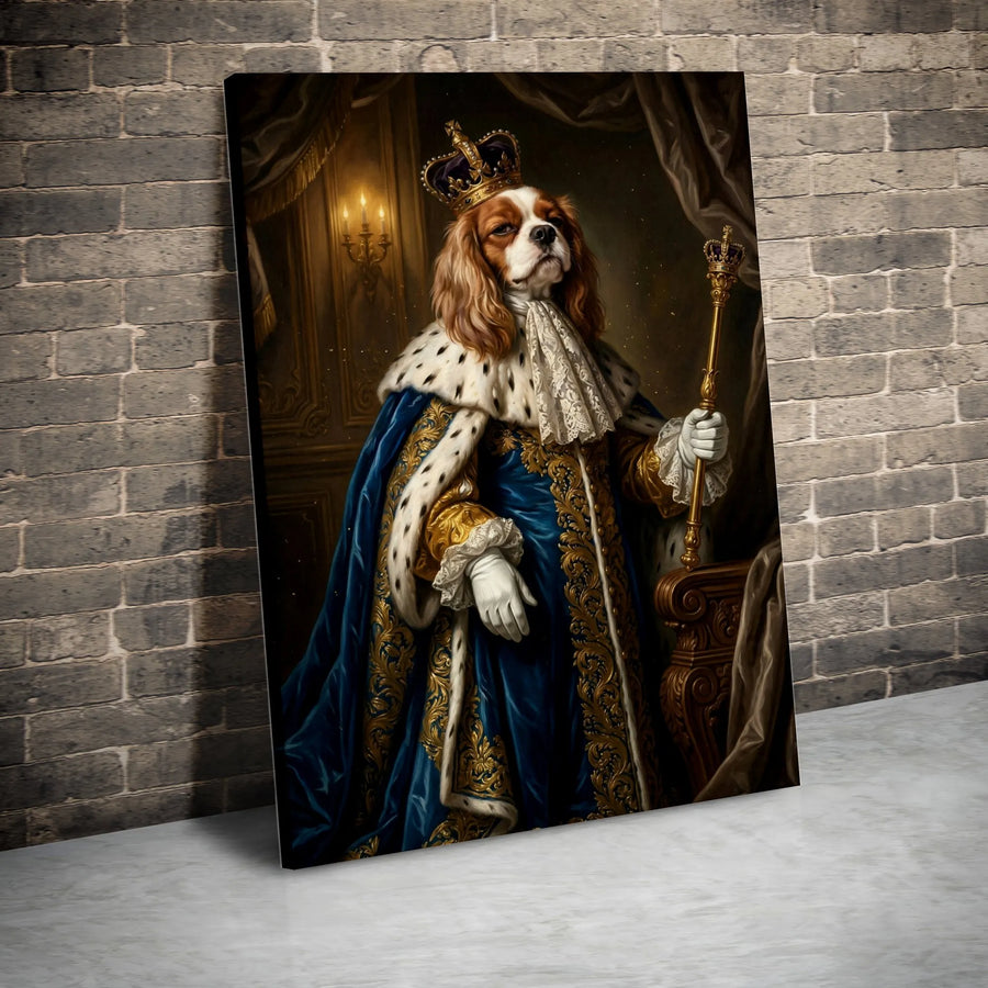 Cavalier King Charles Spaniel Canvas Wall Art | Regal King Dog Portrait | Premium Gallery Wrapped Canvas | Funny Home Decor Gift for Dog Lover