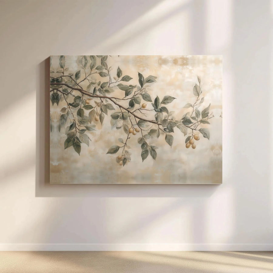 Vintage Botanical Canvas Print | Neutral Tone Tree Branch Wall Art | Premium Gallery Wrapped Canvas | Modern Farmhouse Living Room Decor Gift