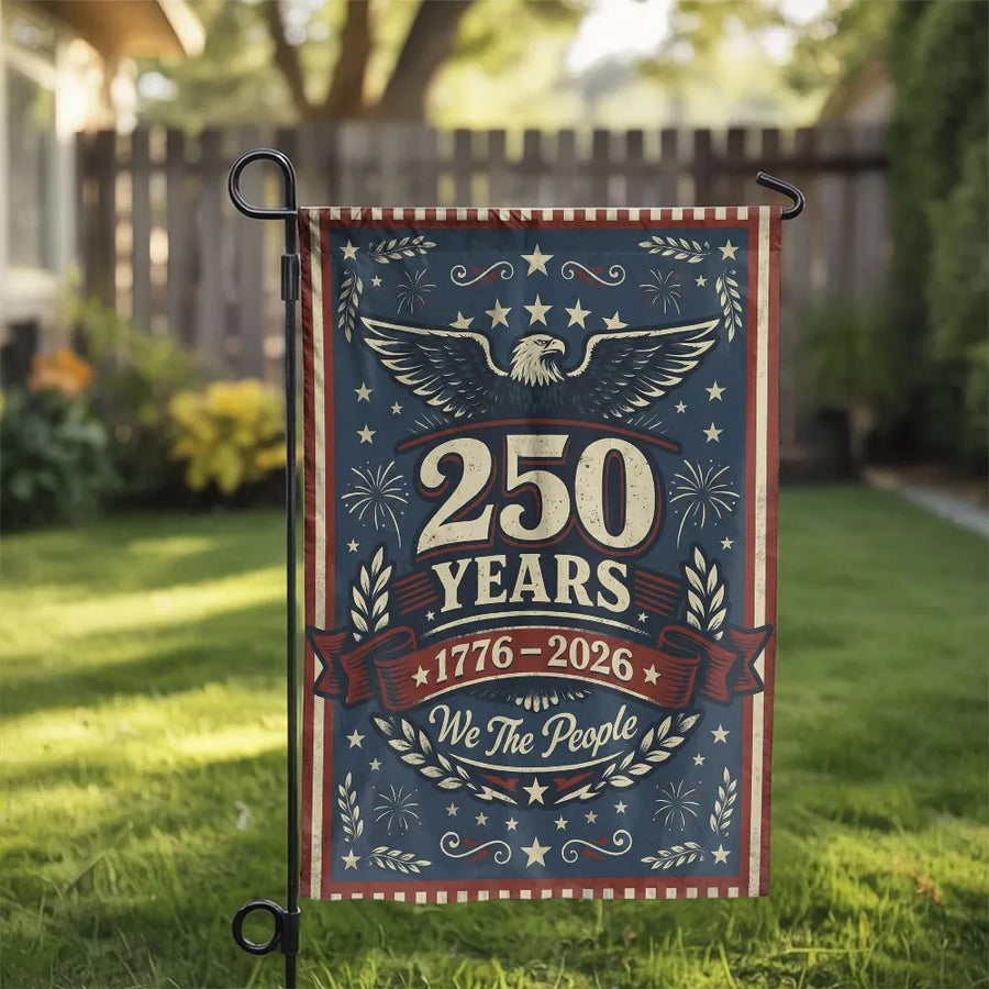 America 250th Anniversary Garden Flag | Vintage We The People 1776-2026 Design | Double Sided Weather Resistant Polyester | Patriotic Yard Decor Collector's Gift