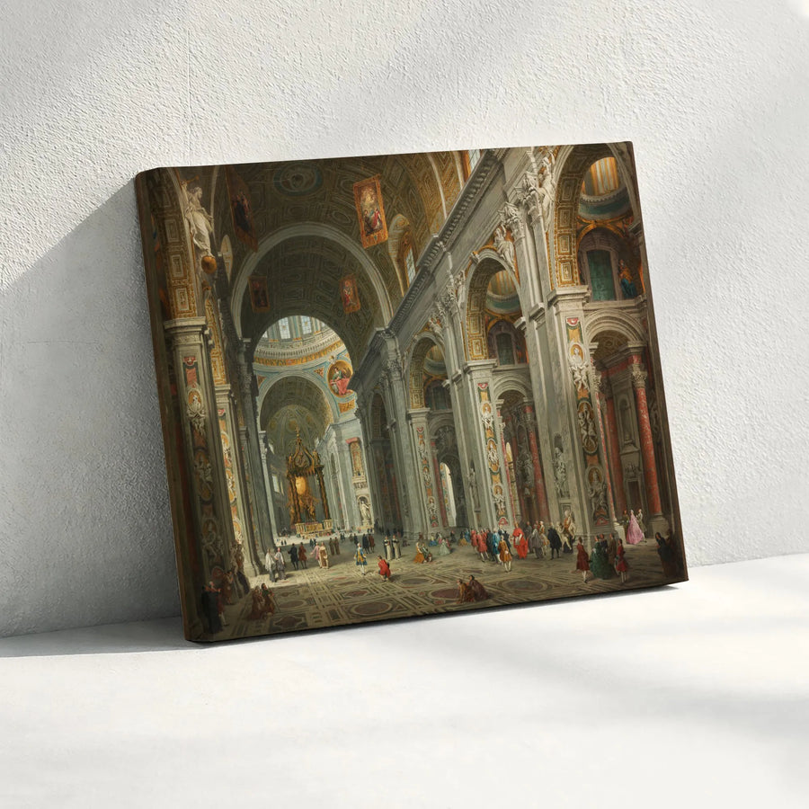 St. Peter's Basilica Canvas Wall Art | Vintage Italian Renaissance Painting | Premium Gallery Wrap Canvas | Classic Art Collector Gift for Home Decor