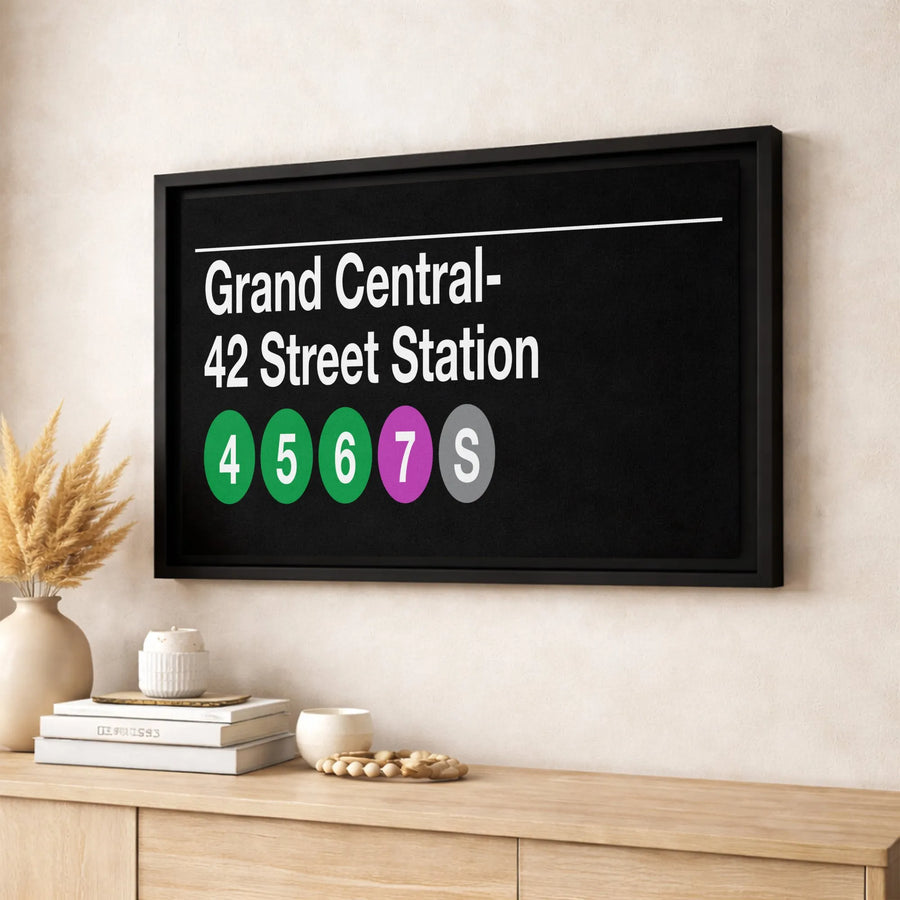 NYC Subway Sign Canvas Print | Grand Central 42 Street Station Wall Art | Premium Gallery Wrapped Decor | Modern New York City Home Gift