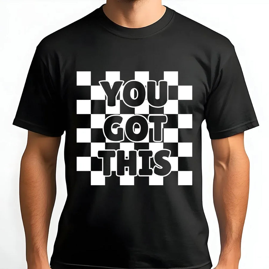 You Got This T-Shirt | Retro Checkerboard Motivational Quote | Soft Cotton Blend | Gift for Teacher or Student Testing Day Apparel