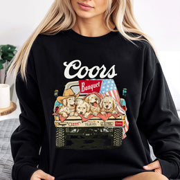 Dogs Beer Coors Banquet 4th Of July Sweatshirt, Coors Banquet Beer, Perfect Beer And Dog Sweatshirt For Women, For Men Graphic Sweatshirt Sweatshirt