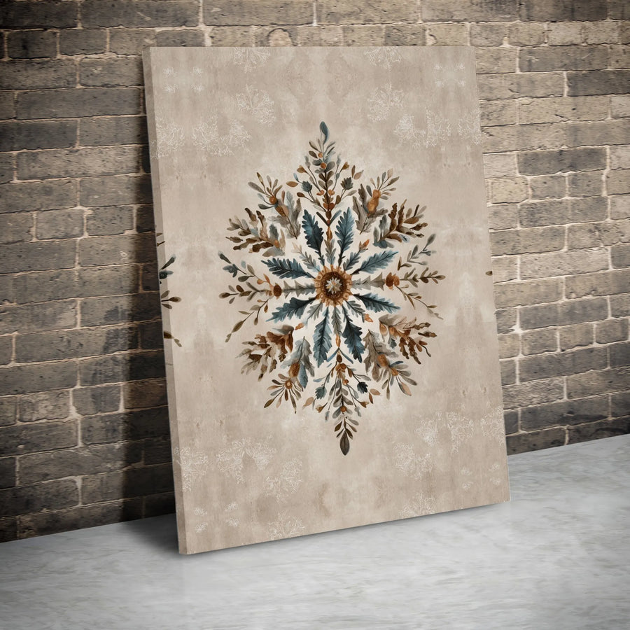Botanical Mandala Canvas Print | Rustic Watercolor Foliage Art | Premium Fade-Resistant Canvas | Boho Farmhouse Wall Decor Gift