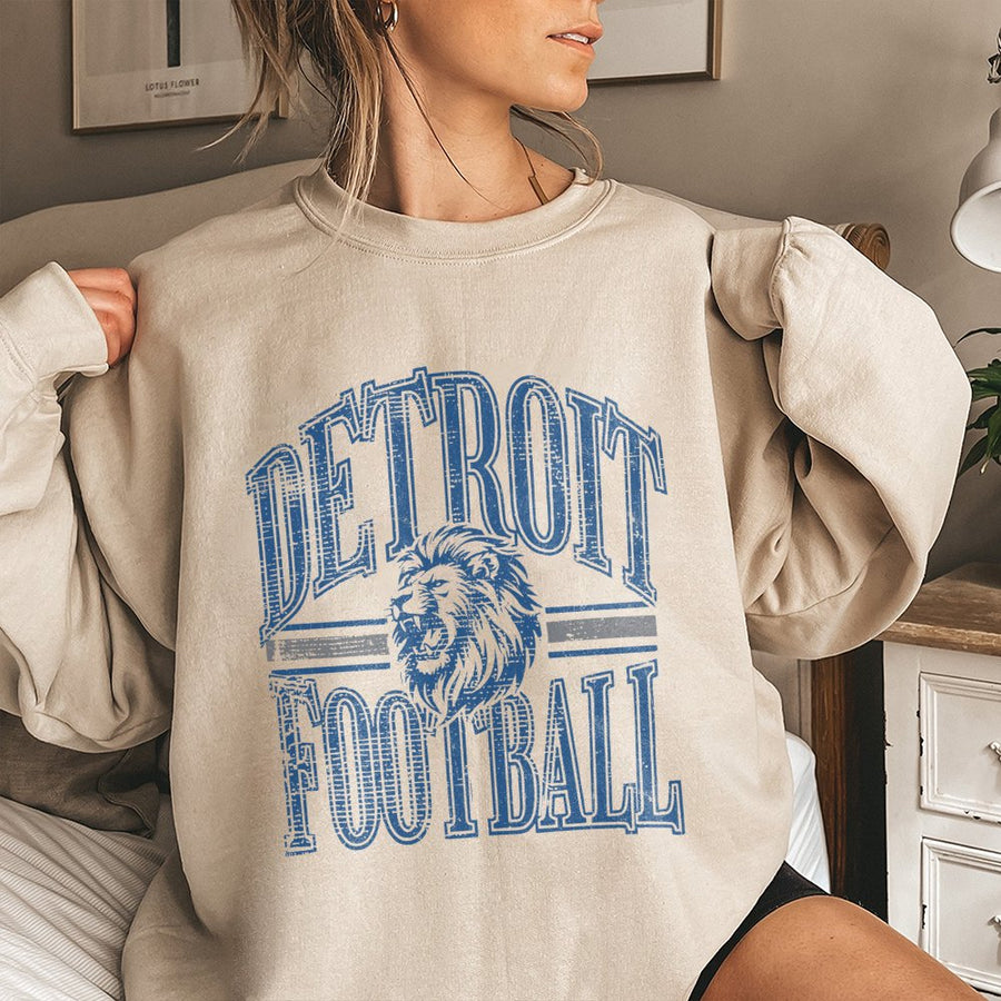 Detroit Football With Roaring Lion Mascot Sweatshirt