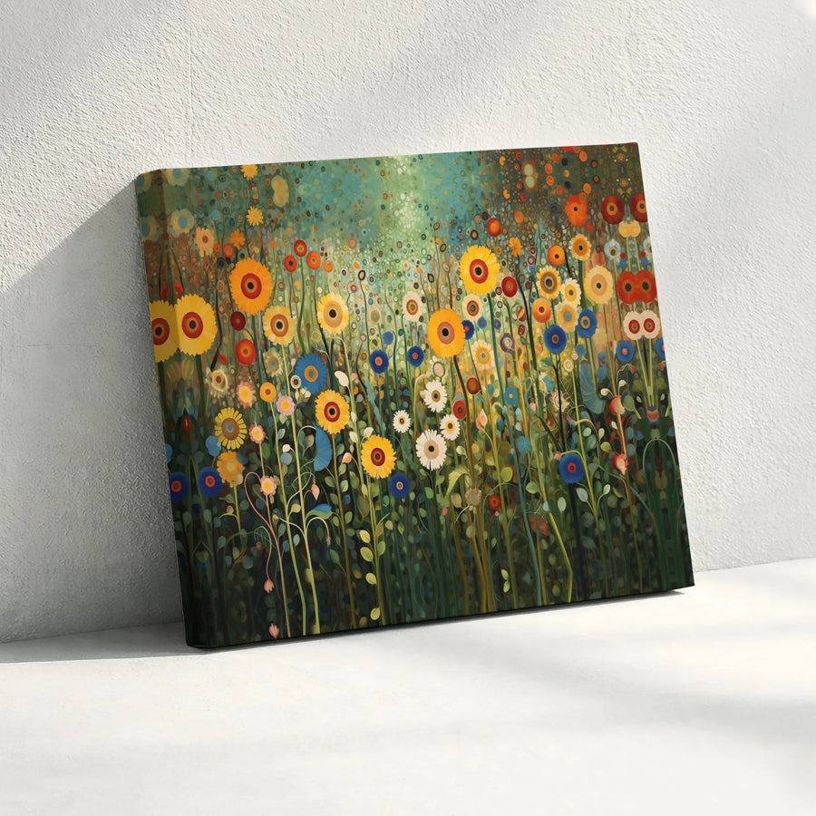 Premium Wildflower Canvas Wall Art | Abstract Floral Meadow Painting | Thick Gallery Wrapped Canvas | Modern Living Room Decor