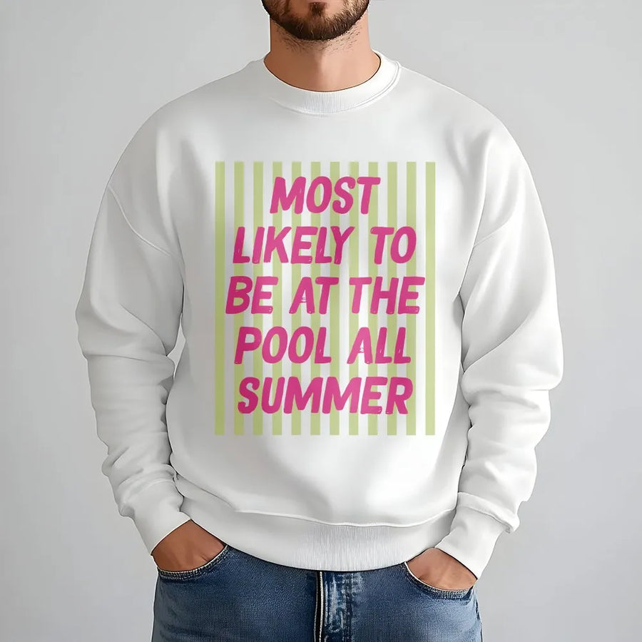 Funny Teacher Summer Shirt | Most Likely To Be At The Pool | Retro Style Soft Cotton Tee | End of School Year Teacher Gift