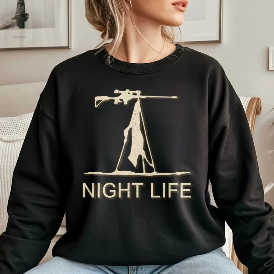 Night Hunting Sweatshirt | Coyote Varmint Tripod Graphic Tee | Premium Cotton | Gift for Predator Hunter
