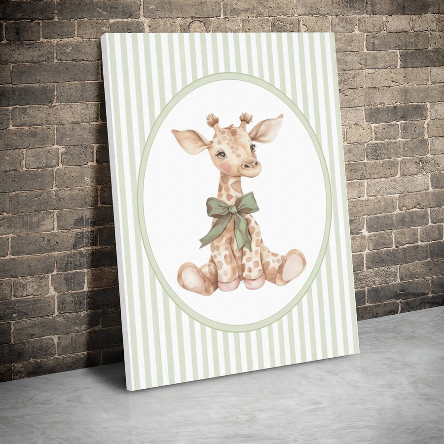 Baby Giraffe Wall Art | Watercolor Safari Nursery Decor | Premium Gallery Wrapped Canvas | Gender Neutral Baby Shower Gift