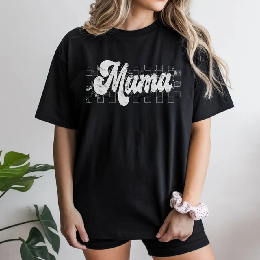 Checkered Mama T-Shirt | Retro Distressed Graphic Tee | Premium Comfort Colors Cotton | Trendy Mother's Day Gift for Her