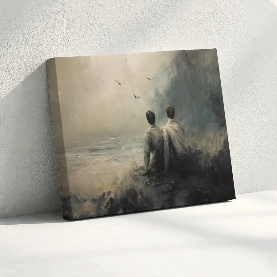 Ocean Contemplation Canvas Print | Moody Seascape Painting Print | Thick Gallery Wrapped Canvas | Collector's Gift for Men