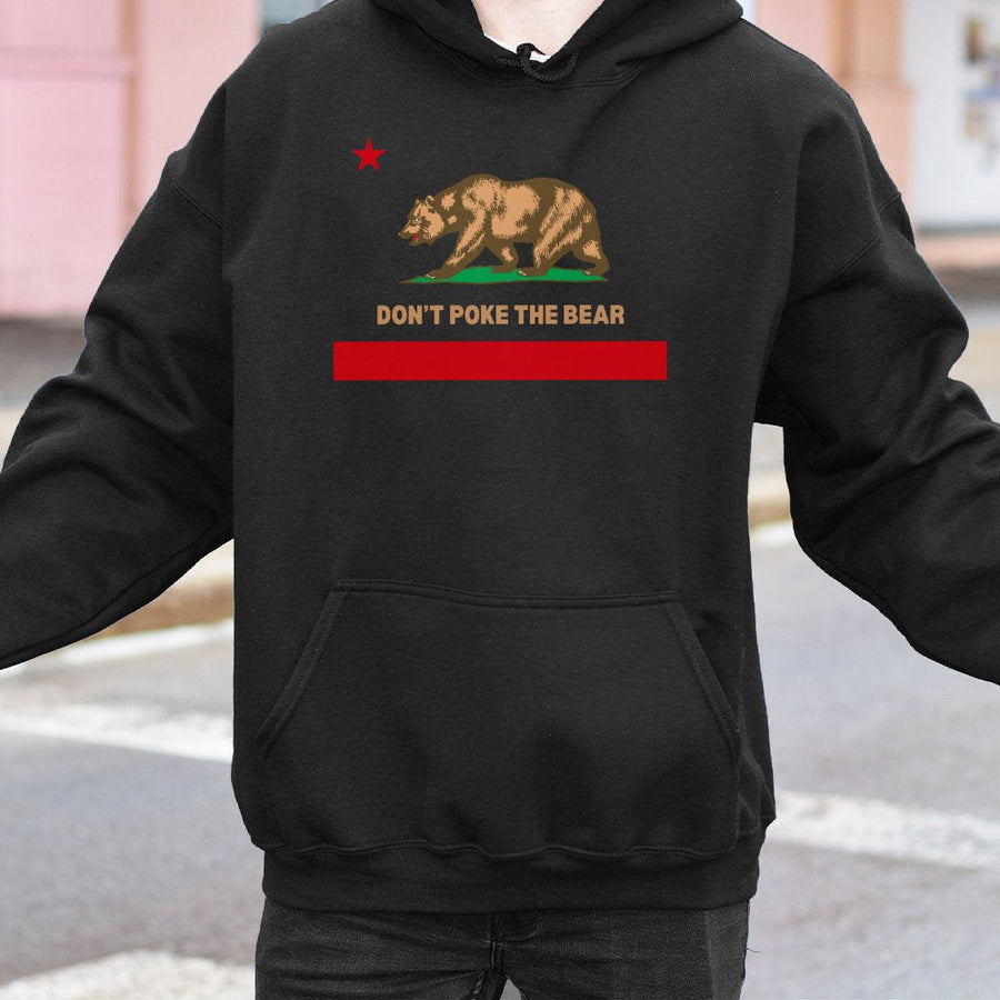 California Bear Hoodie | Don't Poke The Bear Graphic | Premium Cotton Blend Pullover | Unisex Streetwear Gift for West Coast Fans