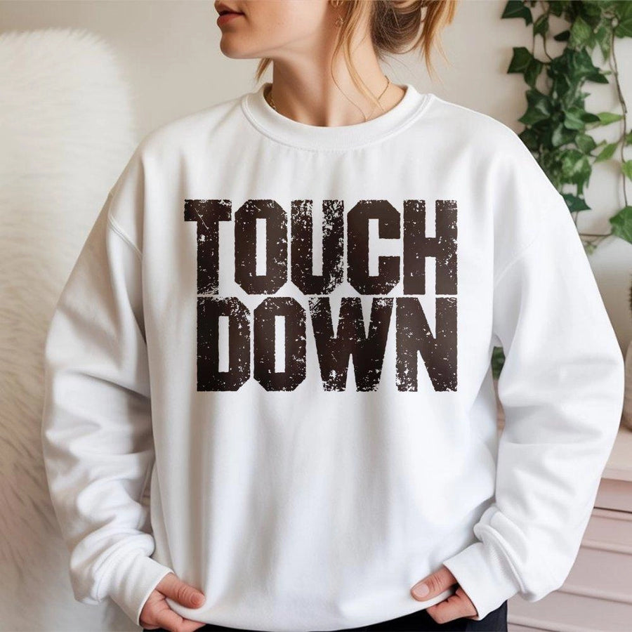 Touchdown Football Sweatshirt | Distressed Varsity Graphic | Premium Cotton Blend | Game Day Apparel For Fans & Players