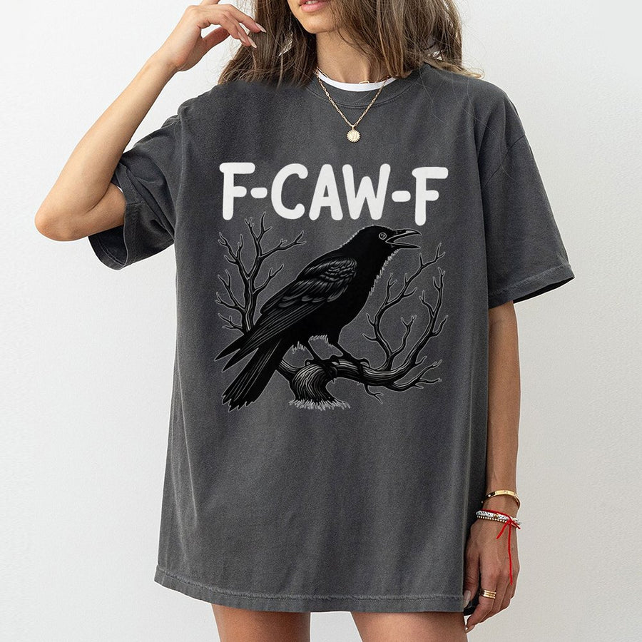 Raven Graphic T-Shirt | F-CAW-F Bird Pun Design | 100% Cotton Premium Tee | Nature Lover Gift for Men and Women