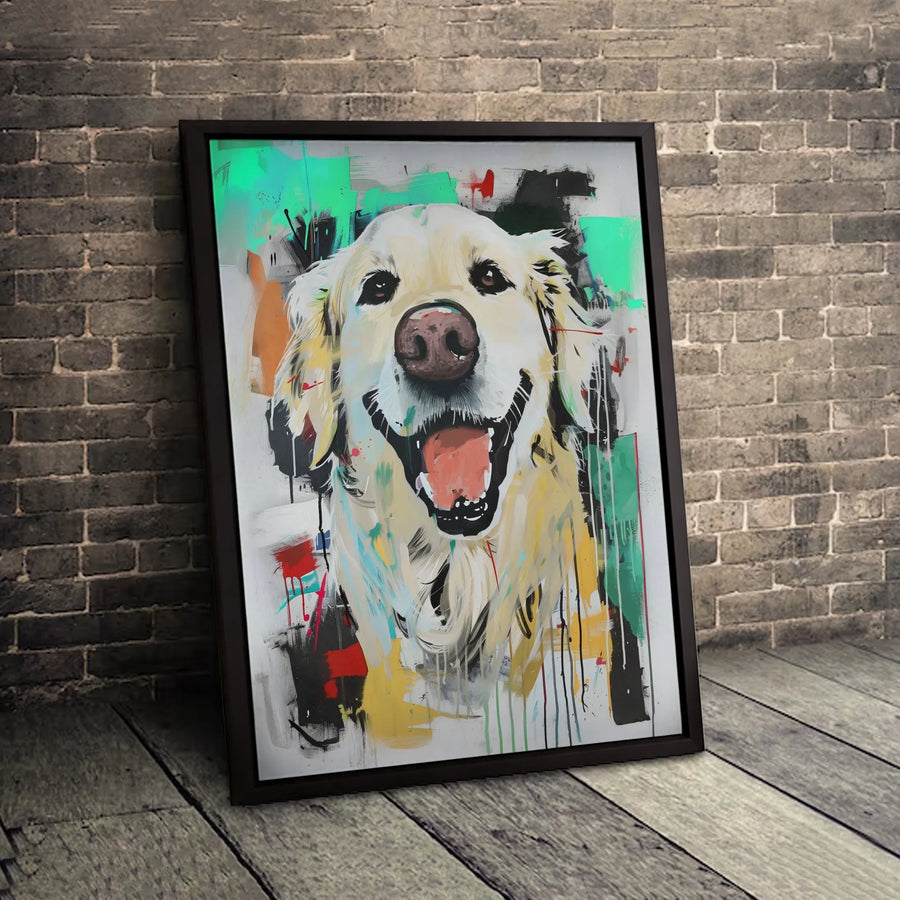 Golden Retriever Canvas Wall Art | Colorful Abstract Graffiti Dog Portrait | Premium 1.25-Inch Gallery Wrap | Modern Home Decor Gift for Dog Lovers