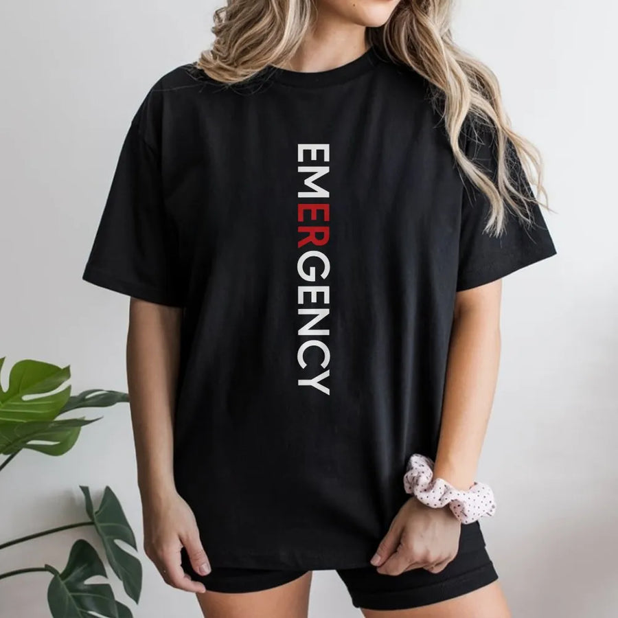 ER Nurse T-Shirt | Minimalist Emergency Room Graphic Tee | Soft Cotton Apparel | Gift for Emergency Department Staff