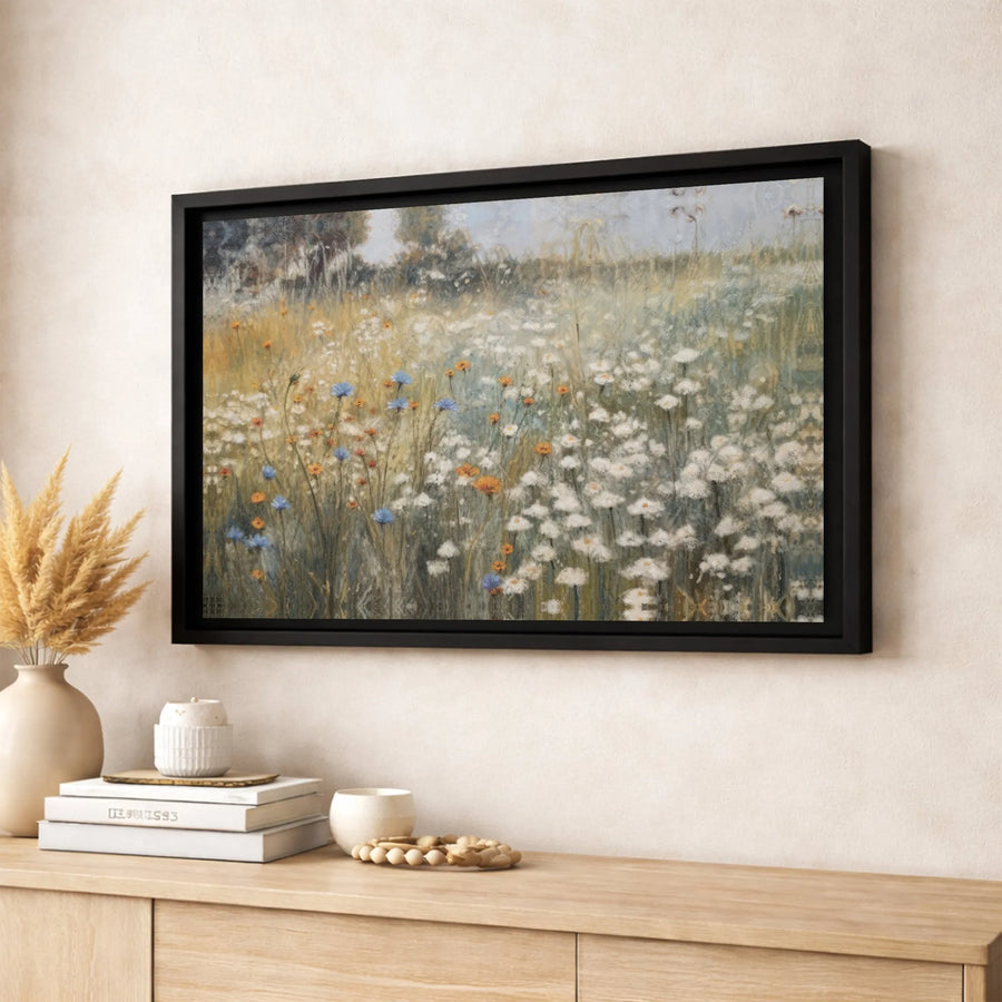 Impressionist Wildflower Meadow Canvas | Floral Landscape Wall Art | Gallery Quality 1.25" Profile | Home Decor Gift