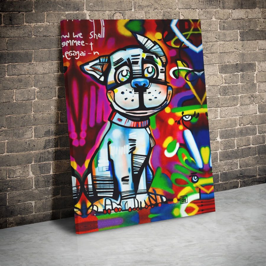 Graffiti Dog Canvas Wall Art | Urban Street Style Portrait | Gallery Wrapped Premium Print | Modern Decor For Living Room Or Office