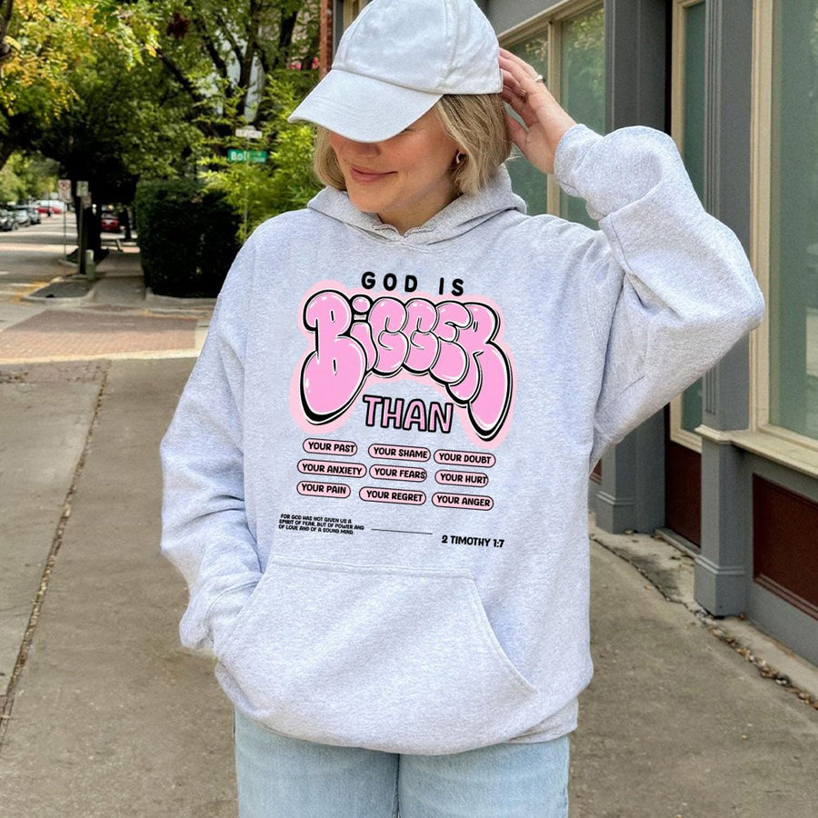 God Is Bigger Than Hoodie | Christian Scripture Bible Verse Graphic | Premium Cotton Blend | Gift For Men And Women