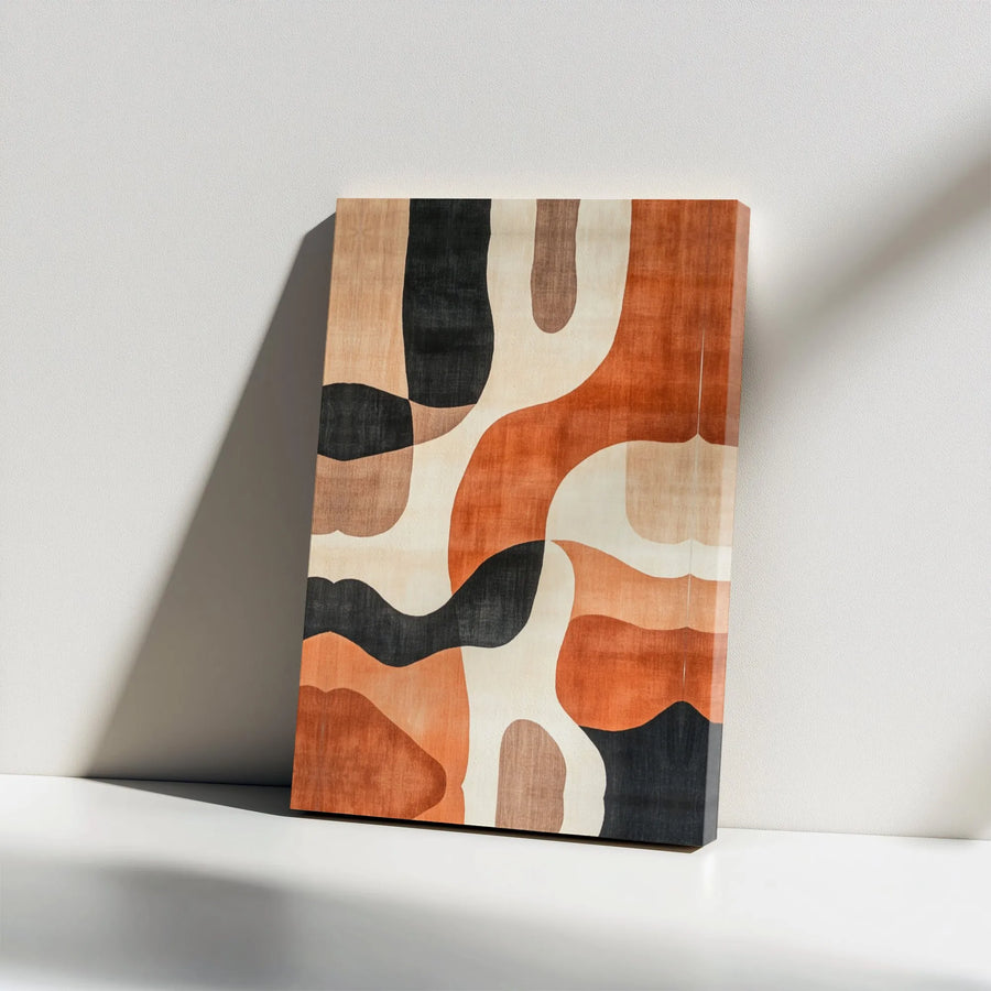 Modern Abstract Canvas Wall Art | Earth Tone Organic Shapes | Premium Gallery Wrap Decor | Minimalist Living Room & Office Gift