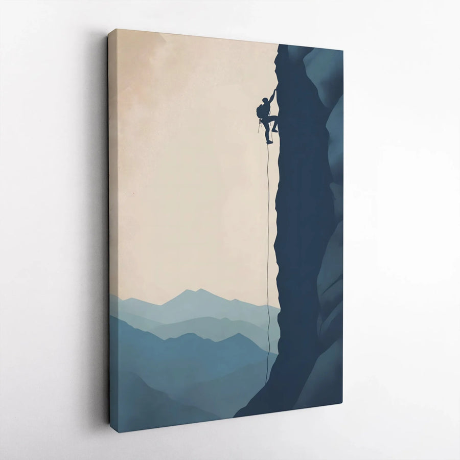 Rock Climber Canvas Wall Art | Minimalist Mountain Silhouette Print | Premium Gallery-Wrapped Decor | Adventure Gift for Hikers & Climbers