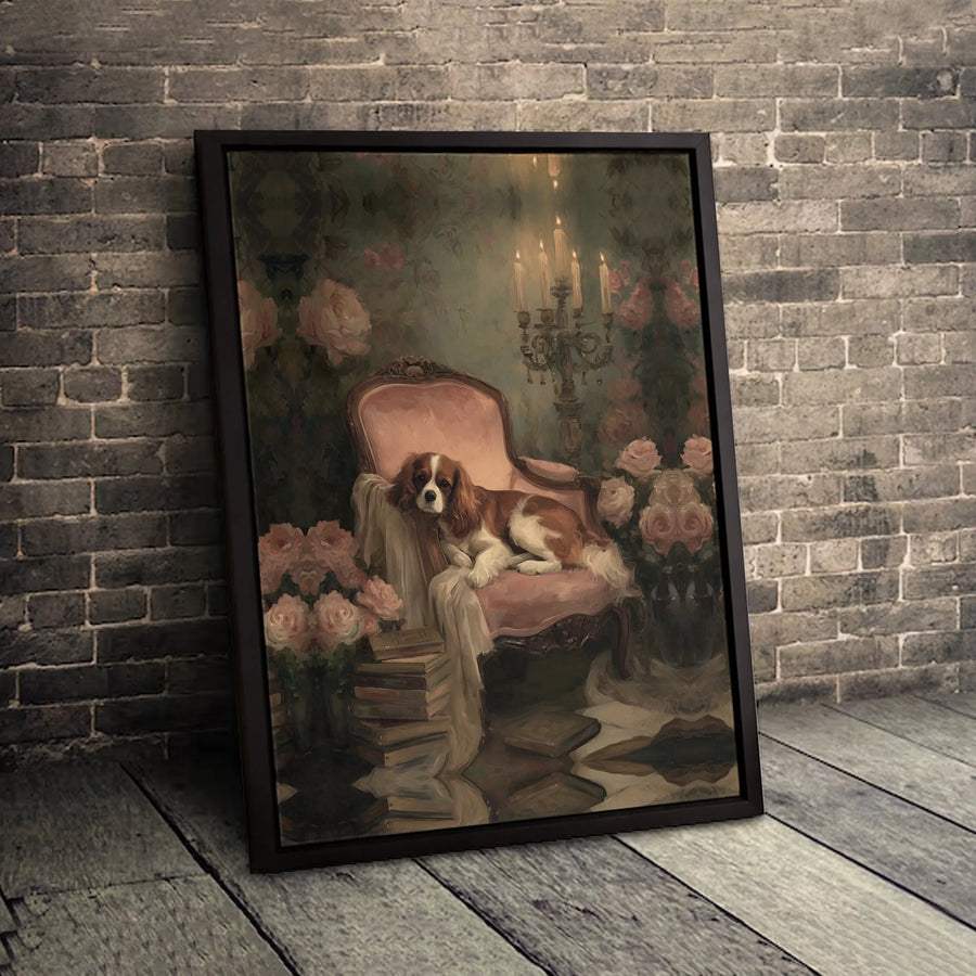 Cavalier King Charles Spaniel Wall Art | Classical Oil Painting Style Dog Portrait | Premium 1.25" Gallery Canvas | Home Decor Gift for Dog Lovers