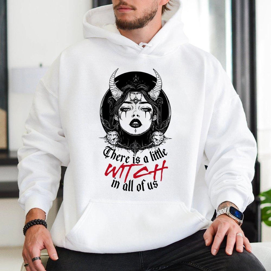There Is A Little Witch In All Of Us Hoodie | Gothic Occult Graphic Sweatshirt | Premium Cotton-Blend Pullover | Aesthetic Witchy Gift for Women