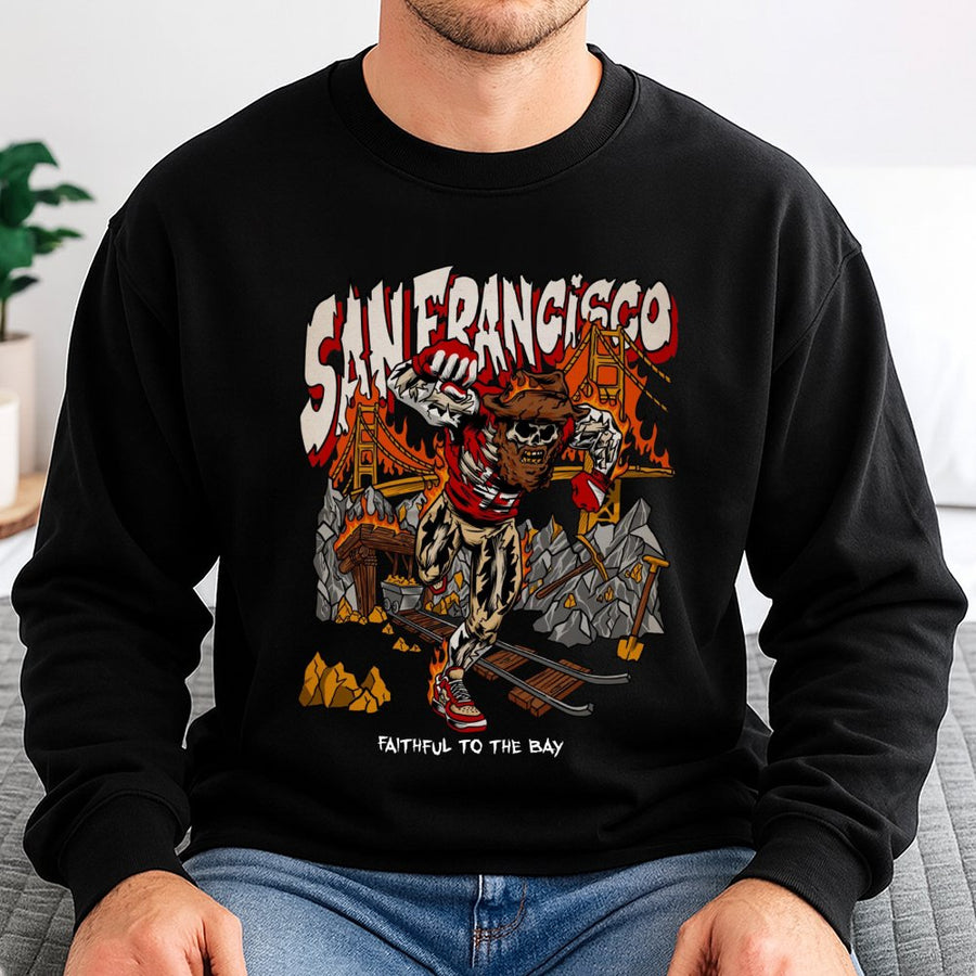 Vintage San Francisco Skeleton Sweatshirt, 49ers Faithful To The Bay Football Sweatshirt, Vintage 90s Graphic Style Sweatshirt, Gift For Fans