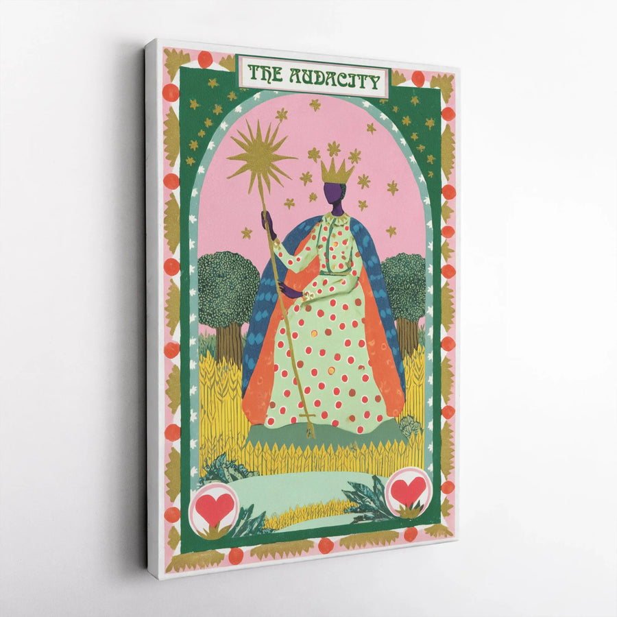 The Audacity Tarot Card Vertical Canvas | Modern Folk Art Print | Premium Gallery Wrapped Canvas | Inspirational Wall Decor Gift for Her
