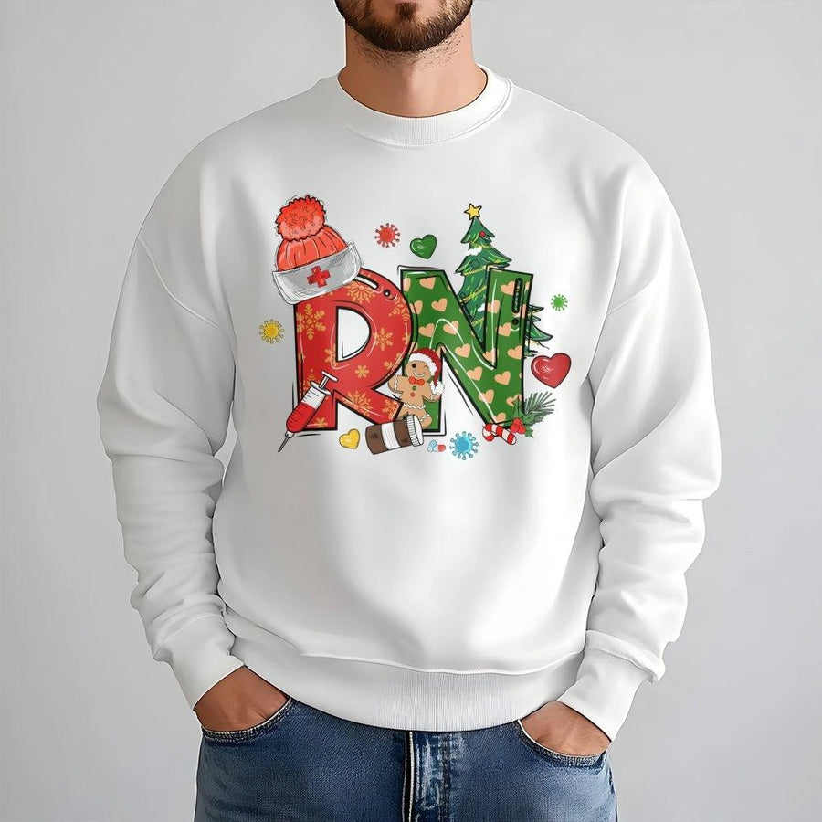 Christmas RN Nurse Sweatshirt | Festive Holiday Medical Design | Premium Cotton Blend | Nursing School Graduation Gift for Her